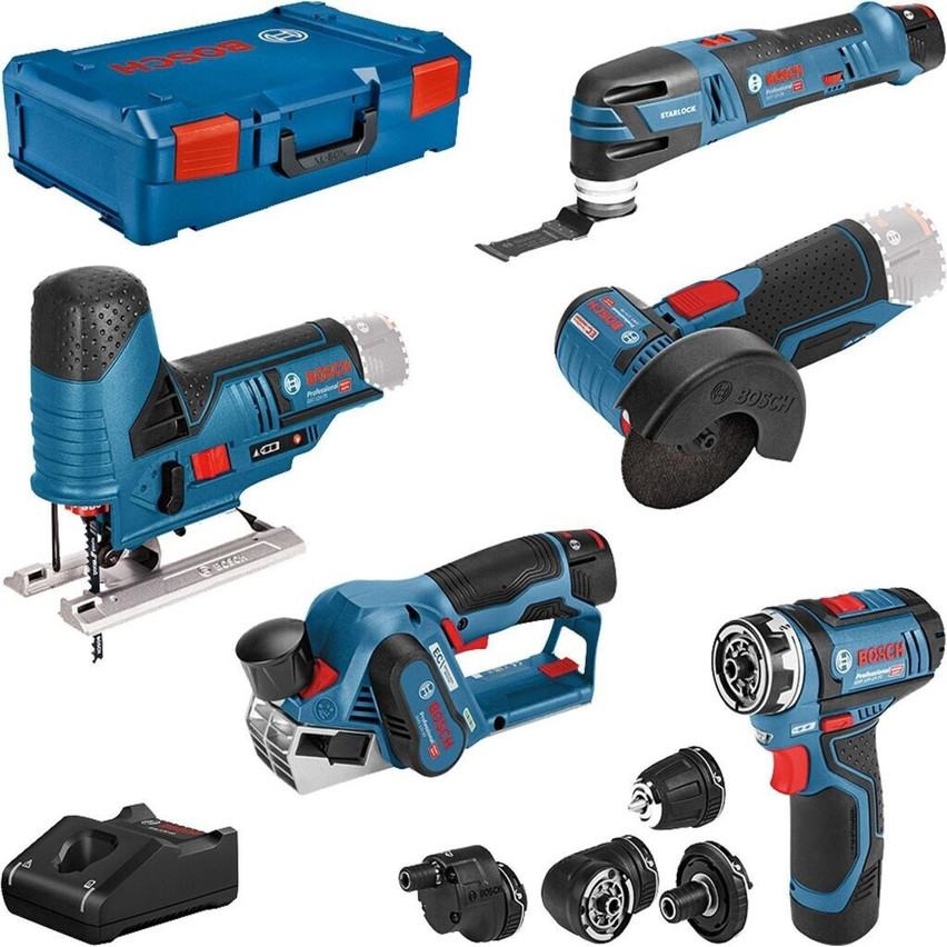 Bosch - Akku-Maschinenset Professional - 0615A0017D - Maschinen-Set - Akkubetrieb, 3 Akkus, blau