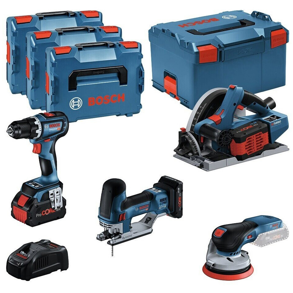 Bosch - Professional 18V Profi-Set Schreiner - 0615990N36 - Maschinen-Set - Akkube, 18 V, Li-Ion