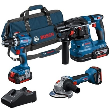 Bosch - Professional 18V Combo Kit - 0615A5007U - Akku-Maschinenset - 3 Akkus, Li-Ion, Schlagbohrschrauber