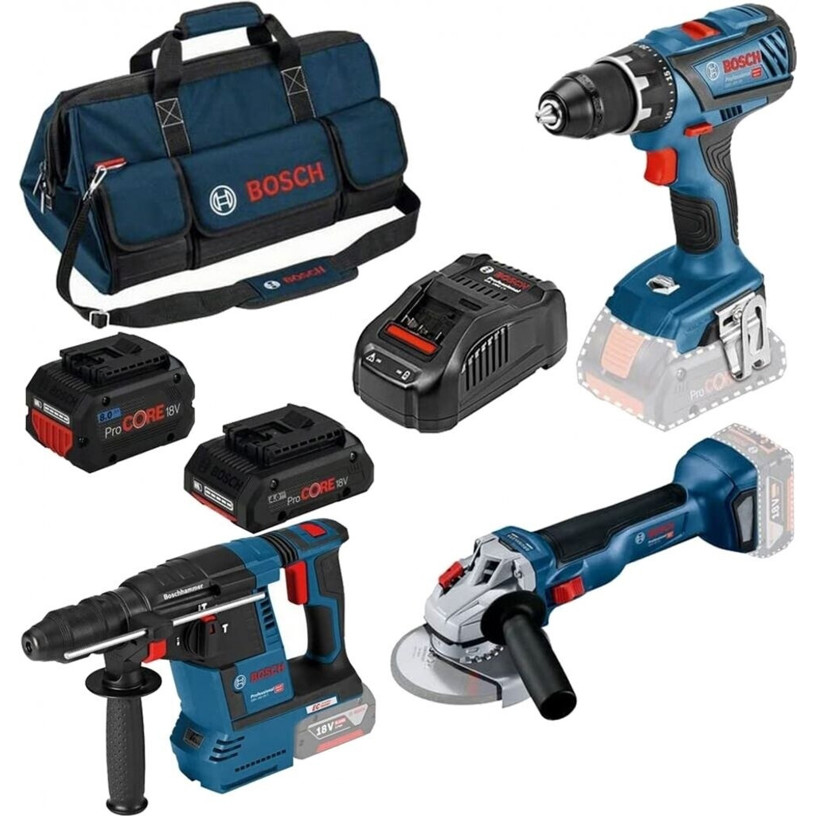 Bosch - Maschinen-Set - 0615990M3C - Akku-Maschinenset - mit 2 Akkus, 18 V Akku-Spannung, Li-Ion Technologie