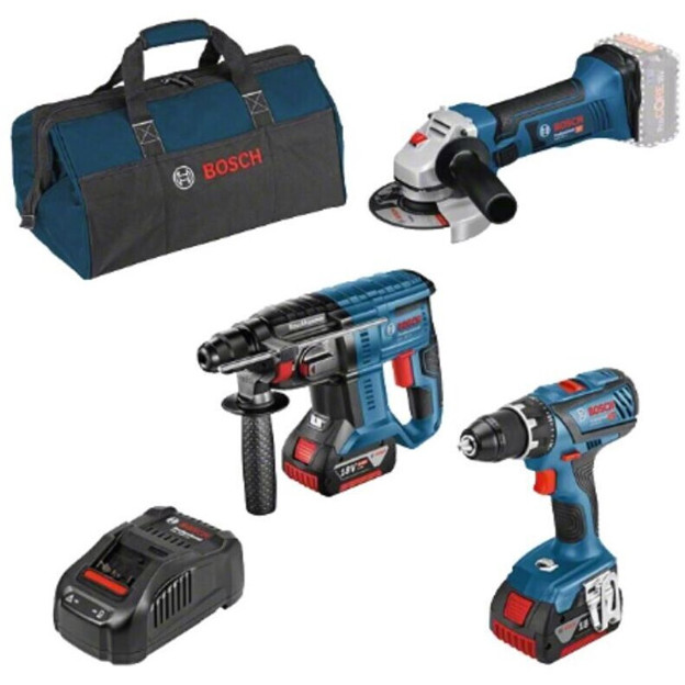 Bosch - Akku-Maschinenset - 0615990M0W - Maschinen-Set - 18V, 5Ah Akku, Schnellladegerät