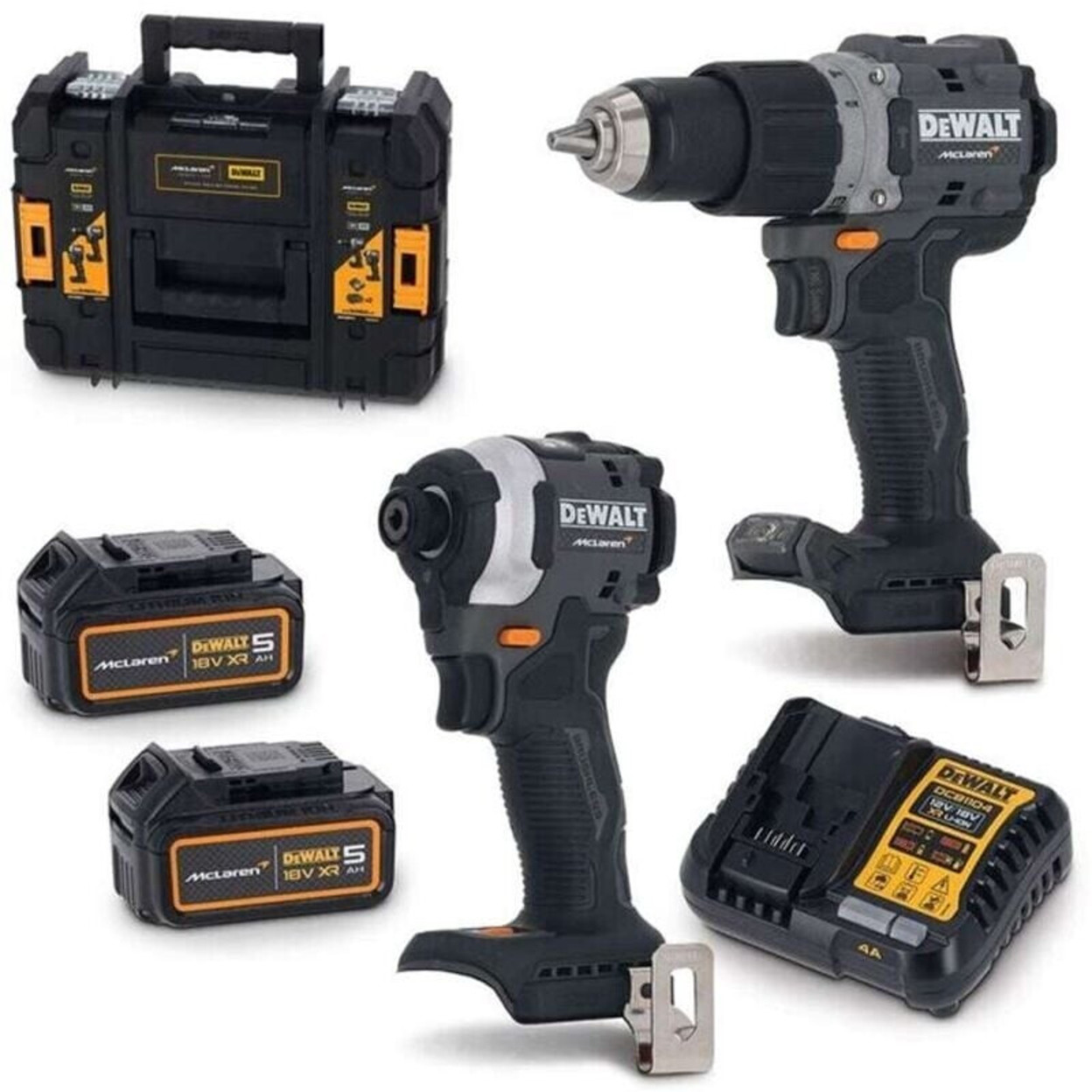 DeWalt - DCK200MP2T - Akku-Maschinenset - 2x 5 Ah Akkus, Schlagbohrmaschine, Schlagschrauber