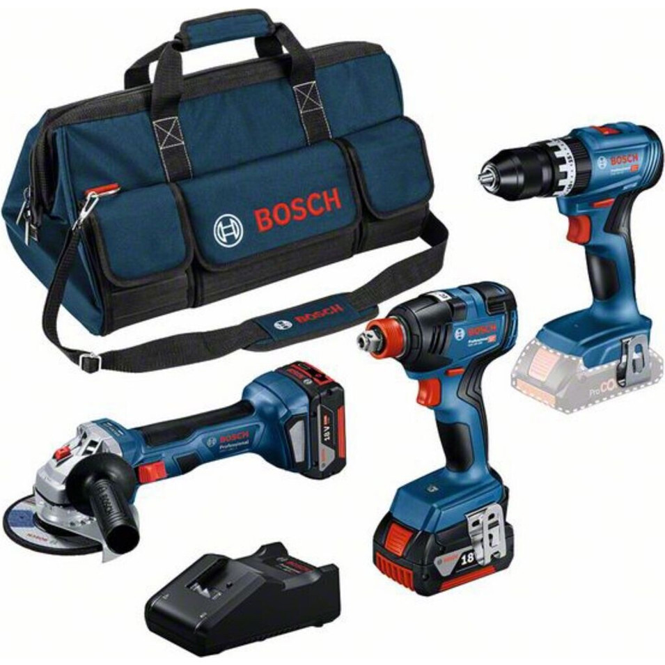 Bosch - Professional Combo Kit - GSBG DXGWS 2x5.0Ah - Akku-Maschinenset - 18 V, 5 Ah, blau